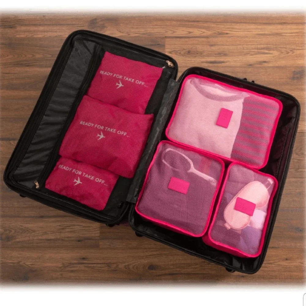 TWO- 6-Piece Luggage Packing Cubes & Laundry Pouches